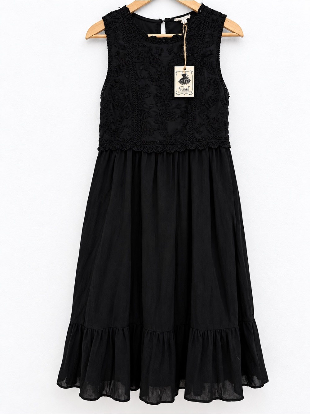 Easel Black Lace Bodice Sleeveless Formal Dress for Girls